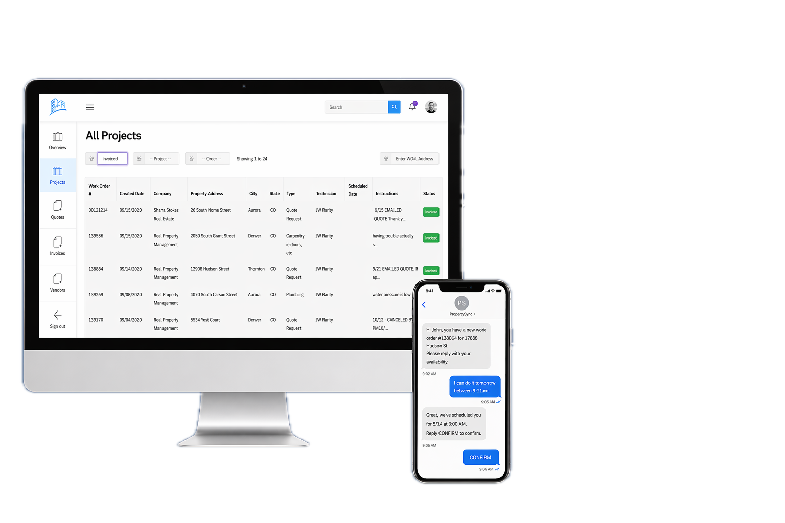 PropertySync coordination dashboard